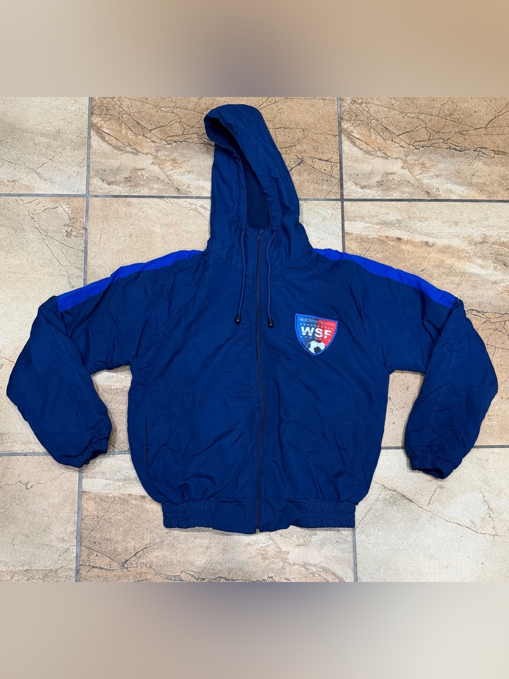 Kids Navy Hooded Windbreaker Jacket